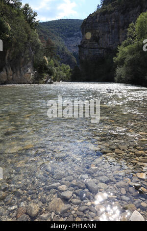 Close-up del chiaro Verdon Canyon in Provenza Francese, Verdon Gorges du Foto Stock