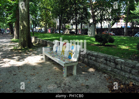 Bihac, Bosnia Erzegovina. Arte di strada nel centro della città Foto Stock