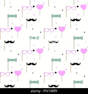 Seamless hipster illustration design Imposta sfondo nel vettore. Modello di carnevale eps 10 Illustrazione Vettoriale