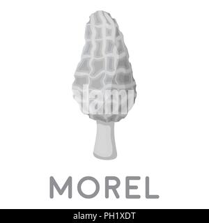 Icona Morel in stile monocromatico isolati su sfondo bianco. Simbolo di funghi illustrazione vettoriale. Illustrazione Vettoriale