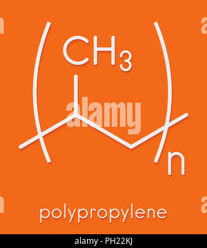 Polipropilene (polipropilene, PP) plastica, struttura chimica. Formula di scheletro. Foto Stock