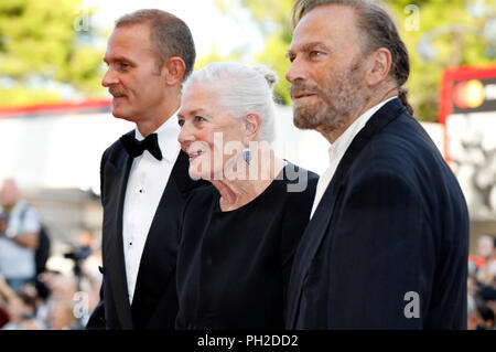 Venezia, Italia. Il 29 agosto 2018. Carlo Gabriel Nero, Vanessa Redgrave e Franco Nero che frequentano il 'primo uomo' premiere al settantacinquesimo Venice International Film Festival presso il Palazzo del Cinema il 29 agosto 2018 a Venezia, Italia Credito: Geisler-Fotopress GmbH/Alamy Live News Foto Stock