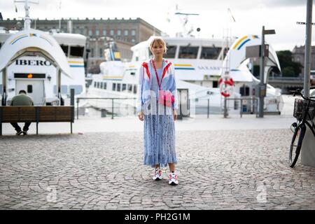 Cecilie Storm Christensen in posa sulla strada durante la settimana della moda di Stoccolma - 29 ago 2018 - Foto: Pista Manhattan ***per solo uso editoriale*** | Verwendung weltweit Foto Stock