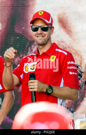 Milano, Italia. Il 29 agosto, 2018. Formula 1 Milano Festival 2018 La Ferrari Driver Sebastian Vettel Credit: Indipendente Photo Agency Srl/Alamy Live News Foto Stock