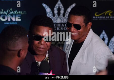 Las Vegas, Stati Uniti d'America. Il 29 agosto 2018. Tito e Jackie Jackson a piedi il tappeto rosso alla celebrazione di quello che sarebbe stato il loro fratello Michael al sessantesimo compleanno il 29 agosto 2018 a Mandalay Bay di Las Vegas NV. Credito: la foto di accesso/Alamy Live News Foto Stock