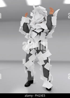 Imprenditore intonacate con fogli di carta Foto Stock