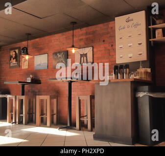 Binghamton, New York , USA. Agosto 29, 2018. Interno della strana Brew Cafe nel centro cittadino di Binghamton, New York Foto Stock