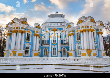 Pavilion Hermitage di Catherine park a Tsarskoe Selo in inverno. Pushkin town. San Pietroburgo. La Russia Foto Stock