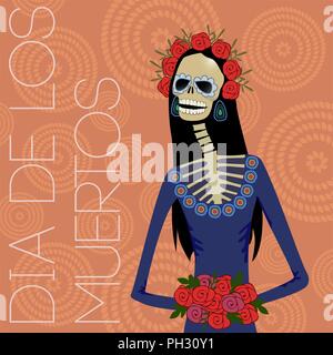 Mexican Giorno dei Morti (Dia de los Muertos) e Calavera Catrina Illustrazione Vettoriale
