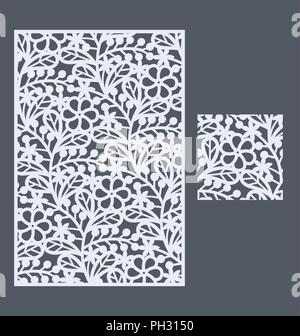 Taglio Laser pannello di vettore e seamless pattern per pannello decorativo. Un'immagine adatta per la stampa, incisione, taglio laser carta, legno, metallo Illustrazione Vettoriale