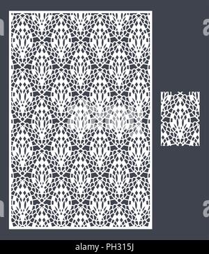 Taglio Laser pannello di vettore e seamless pattern per pannello decorativo. Un'immagine adatta per la stampa, incisione, taglio laser carta, legno, metallo Illustrazione Vettoriale