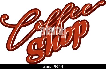 Coffee Shop lettering. Bella illustrazione calligrafico per biglietti di auguri, poster pinte o parete art. Disegnate a mano delineato disegno vettoriale. Illustrazione Vettoriale