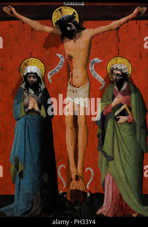 Colonia, ca.1425-1435. Cristo in croce tra Maria e Giovanni. Wallraf-Richartz Museum. Colonia. Germania. Foto Stock