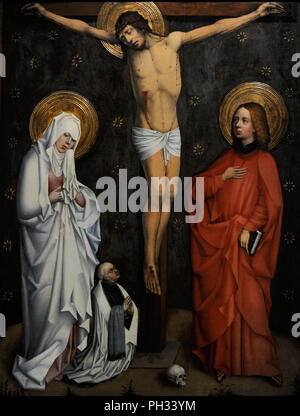 Colonia, 1458. Cristo in croce tra Maria e Giovanni. Wallraf-Richartz Museum. Colonia. Germania. Foto Stock