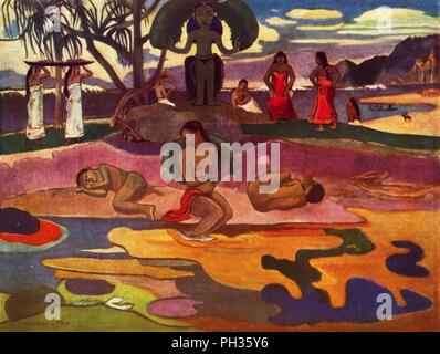 " Il giorno del dio (Mahana No Atua)", 1936. Artista: Paul Gauguin. Foto Stock