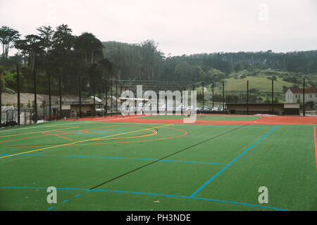 Alta scuola Campo Sportivo Bleachers Lacrosse Soccer Foto Stock