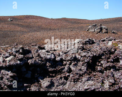 Campi di lava al vertice del vulcano Pico, nell'arcipelago delle Azzorre (Mid-Atlantic, Portogallo) Foto Stock