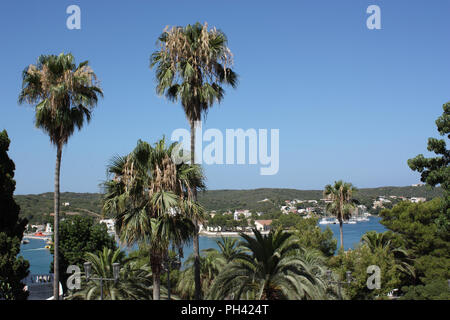 Spagna. Isole Baleari. Minorca. Mahon. Vista nord attraverso il porto dal centro citta'. Foto Stock