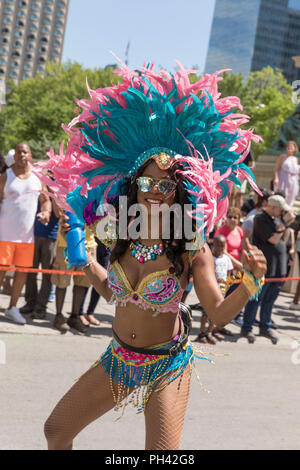 Canada, Québec, Montreal, Carifiesta 2018, parata dei Caraibi e carnevale Foto Stock