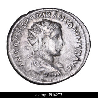 Romano Antoninianius argento medaglia c218annuncio: Elagabalus (noto anche come Elagabalo) imperatore romano 218 al 222 D.C. Foto Stock