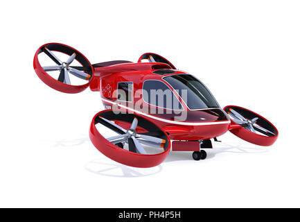 Auto pilotaggio Drone passeggero isolati su sfondo bianco. Il rendering 3D'immagine. Foto Stock