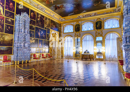 Pushkin, San Pietroburgo, Russia - 8 Gennaio 2018: Picture Hall nel palazzo di Caterina in Tsarskoe Selo Foto Stock