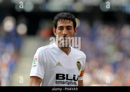 26 agosto 2018, RCDE Stadium, Cornella El Prat, Spagna; La Liga calcio, RCD Espanyol rispetto a Valencia CF; Dani Parejo di Valencia CF Foto Stock