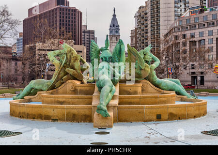 Swann Memorial Fontana Fontana dei tre fiumi (1924), Logan circle, Philadelphia, Pennsylvania, STATI UNITI D'AMERICA Foto Stock