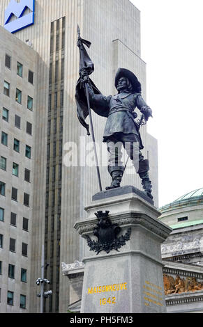 Ufficiale militare Paul Chomedey, Sieur de Maisonneuve di Montreal, QC, Canada Foto Stock