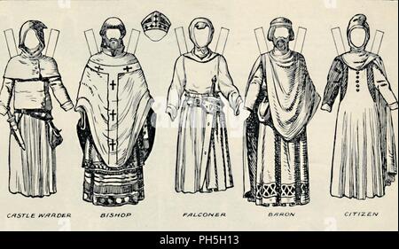 'La Galleria del Costume britannico: come l'inglese vestito di Re Giovanni tempo dell', C1934. Artista: sconosciuto. Foto Stock