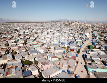 Vista aerea overhead township in Sud Africa Foto Stock