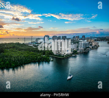 Vista aerea di Fort Lauderdale Florida FL Skyline Foto Stock