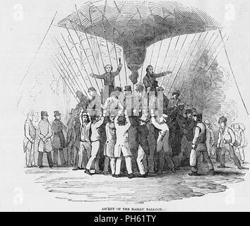 CHARLES verde (1785-1870) balloonist inglese. Il lancio del suo del suo pallone il grande Nassau da Vauxhall Gardens, Londra, 24 Luglio 1836 Foto Stock