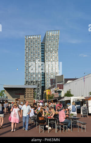 Tanzende Tuerme, Reeperbahn, St. Pauli, Amburgo Foto Stock