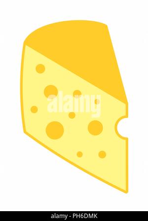 Illustrazione di un pezzo di formaggio su sfondo bianco Illustrazione Vettoriale