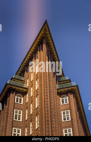Chilehaus, Fischertwiete, Kontorhausviertel, Amburgo, Deutschland Foto Stock