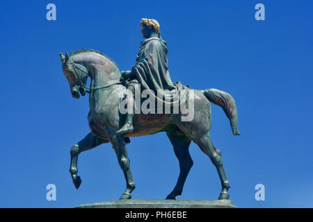 Statua di Napoleone Bonaparte a cavallo, Ajaccio Foto Stock