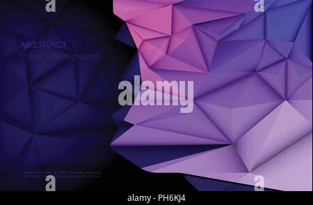 Vettore 3D geometrica, Poligono, linea, triangolo forma del modello per la carta da parati o dello sfondo. Illustrazione bassa poli, design poligonale con colore blu scuro. Illustrazione Vettoriale