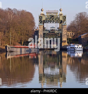 Vecchia barca Henrichenburg lift, Waltrop Park Lock Foto Stock