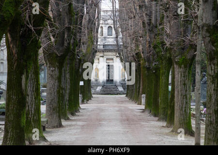 Milano, Italia. 2018/2/8. Un vicolo al Cimitero Monumentale ('Monumental' cimitero) di Milano, Italia. Foto Stock