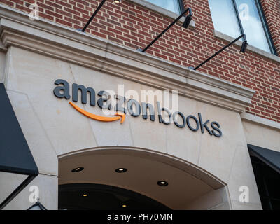 Amazon libri fisica posizione retail edificio segno Foto Stock