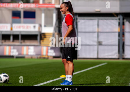 Newport, Galles. Il 30 agosto, 2018. Il Galles donna Natascia Harding a una sessione di formazione in anticipo della FIFA Coppa del Mondo donne il qualificatore contro l'Inghilterra a Rodney Parade. Lewis Mitchell/YCPD. Credito: Lewis Mitchell/Alamy Live News Foto Stock