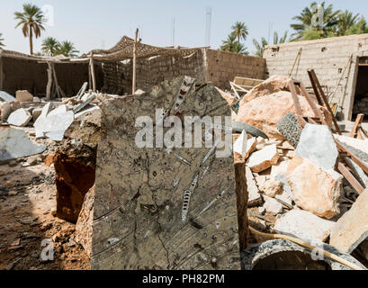 Lastra di pietra con fossili, vicino a Rissani, Marocco Foto Stock