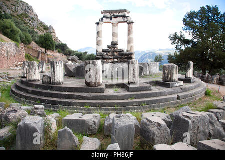 Tempio di Atena, Delphi sito archeologico, Sterea Hellas, Grecia, Europa Foto Stock