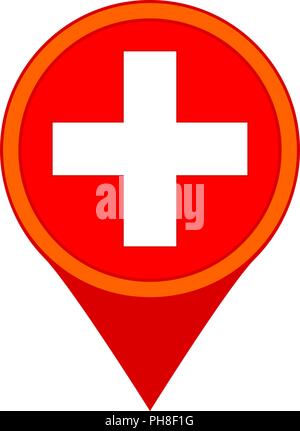 Cartoon colorata mappa ospedale segno Illustrazione Vettoriale