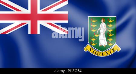 3D Bandiera delle Isole Vergini Britanniche. 3D'illustrazione. Foto Stock