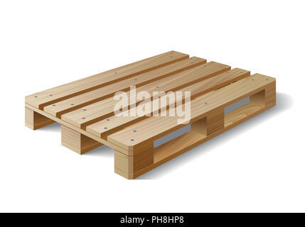 Pallet in legno. Isolato su bianco. Foto Stock