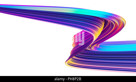 Iridato sfondo astratto con nastro olografico fluido forma ritorta. Foto Stock