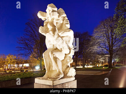 Illuminata Pezzo di arte 'Die starke Linke' Wuppertal Foto Stock