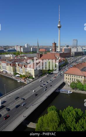 Spree, Nikolaiviertel, Mitte di Berlino, Deutschland Foto Stock